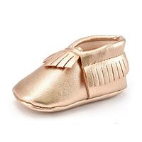 Newborn Baby Kids\' Loafers Slip-Ons First Walkers Synthetic Fall Winter Party Evening Dress Casual Tassel Flat Heel Dark Brown Blushing Pink Gold