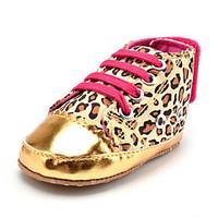 Newborn Baby Girls\' Kids\' Sneakers First Walkers Synthetic Fabric Fall Winter Party Evening Dress Casual Leopard Animal Print Gore Flat Heel Gold