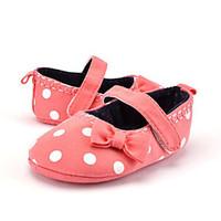 Newborn Baby Kids\' Loafers Slip-Ons First Walkers Fabric Summer Fall Party Evening Dress Casual Bowknot Polka Dot Flat Heel Red Navy Blue Flat
