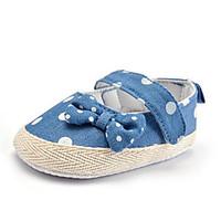 Newborn Baby Kids\' Loafers Slip-Ons First Walkers Fabric Summer Fall Party Evening Dress Casual Bowknot Polka Dot Flat Heel Blushing Pink Blue Red