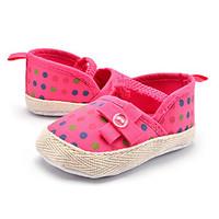 Newborn Baby Kids\' Loafers Slip-Ons First Walkers Fabric Summer Fall Party Evening Dress Casual Bowknot Polka Dot Flat Heel Blushing Pink Red Flat