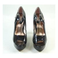 new look size 6 black patent leather effect peep toe stilettos