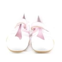 next size 5 white pink velcro strapped flat shoes