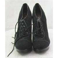 new look size 7 black faux suede lace up platform stilettos