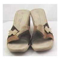 New Look, size 5 brown mix suede wedge heeled slide sandals