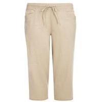 Neutral Linen Blend Cropped Trousers, Cream