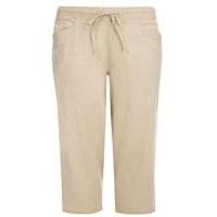 neutral linen blend cropped trousers cream