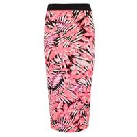 neon palm midi skirt