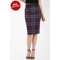 new large check midi skirt
