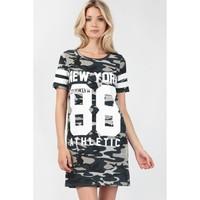 NEW YORK 88 CAMO T-SHIRT DRESS