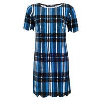 new check scallop tunic dress