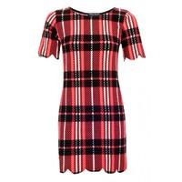 new check scallop tunic dress