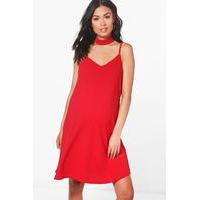 Neve Choker Cami Dress in Crepe - red