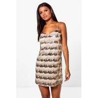 Neve Sequin Embroidary Slip Dress - gold