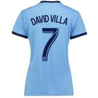 New York City FC Home Shirt 2017-18 - Womens with David Villa 7 printi, Blue