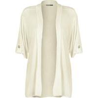 New Ladies Plus Size Short Sleeve Button Open Cardigan Womens Stretch Top 12- 26 - Cream