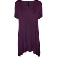 New Plus Size Womens Plain Short Sleeve Stretch Ladies T-Shirt Swing Top 16 - 26 - Purple