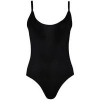 New Plus Size Womens Strappy Sleeveless Ladies Cami Bodysuit Leotard Top 16-20 - Black