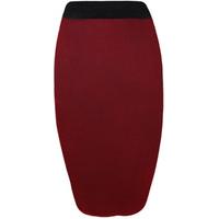 new plus womens elasticated plain jersey ladies stretch knee length sk ...