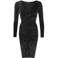 nerissa cowl neck velour dress black