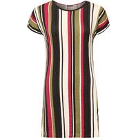 netty striped side slit top red