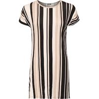 netty striped side slit top stone