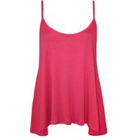 New Womens Plain Strappy Swing Cami Ladies Sleeveless Stretch Vest Top 8 - 14 - Cerise