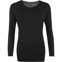 New Ladies Long Sleeve T-shirt Top Womens Plus Sizes - Black