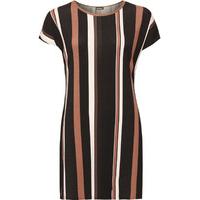 netty striped side slit top rust