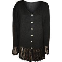 new plus womens knitted button cardigan ladies long sleeve crochet top ...