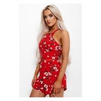 Nesa Red Floral Playsuit