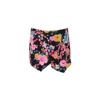 Neon Floral Print Skort In Black