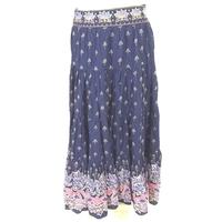 Next Navy Blue Fully Lined Embellished Gypsy Long Skirt Size 10