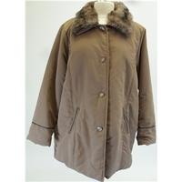 Neuville, brown coat with faux fur trim collar, size 18/20