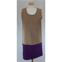 New New Look Angeltye Sleeveless Beige & Purple Dress - Size Medium