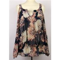 Next - Size: 10 - Navy with Pink & Cream Floral Print - Blouse