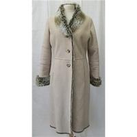 next size 10 beige faux fur trimmed coat