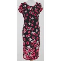 Next Size 10 black & pink floral sheath dress