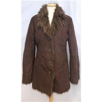 Next size medium brown faux fur lined coat