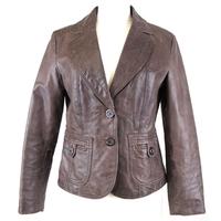 new look vintage edition size 14 chocolate leather jacket