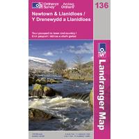 Newtown & Llanidloes - OS Landranger Active Map Sheet Number 136