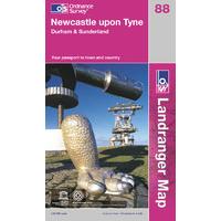Newcastle upon Tyne - OS Landranger Active Map Sheet Number 88