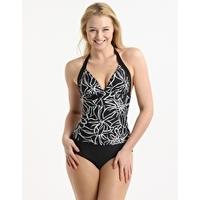 newquay halter tankini short set black and white