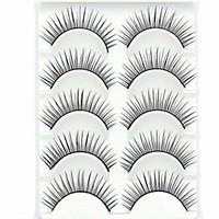 new 5 pairs european fiber natural looking black long false eyelashes  ...