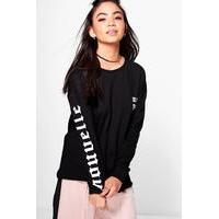 New York Slogan Long Sleeve Sweat - black