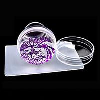 New Design 4cm Clear Jelly Silicone Nail Art Stamper Scraper with Cap Polish Print Stamp Stamping Tools