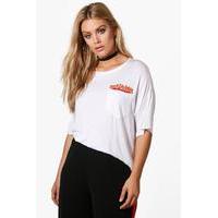 neve flame applique pocket detail tee white