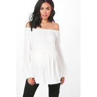 Neve Flare Sleeve Peplum Top - ivory