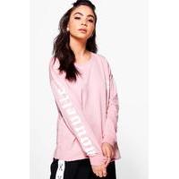 new york slogan long sleeve sweat pink