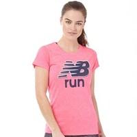 New Balance Womens Accelerate Heathered Graphic Running Top Alpha Pink Heather